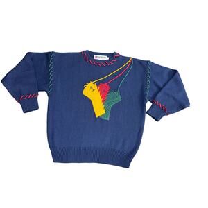 VTG 1990 Quantum Sportswear Sweater Golf‎ Navy Size L Large